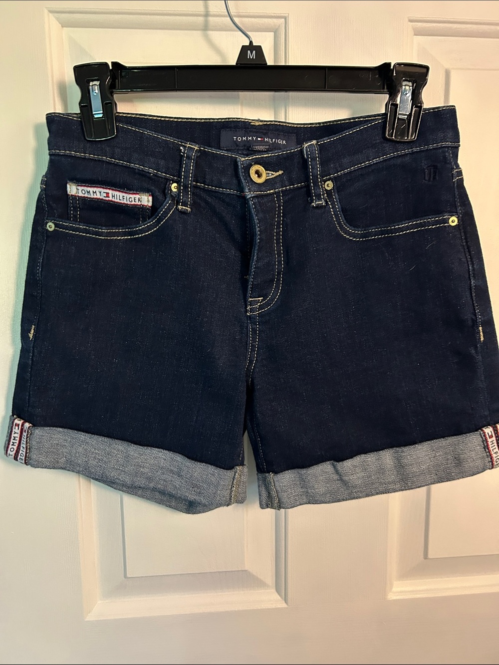 Tommy Hilfiger Dark Navy Rolled Hem Denim Shorts